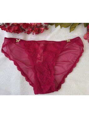 VICTORIA'S SECRET M PINK BUTTERFLY CHARM RUCHED BUTT BIKINI SUMMER PANTIES NWT